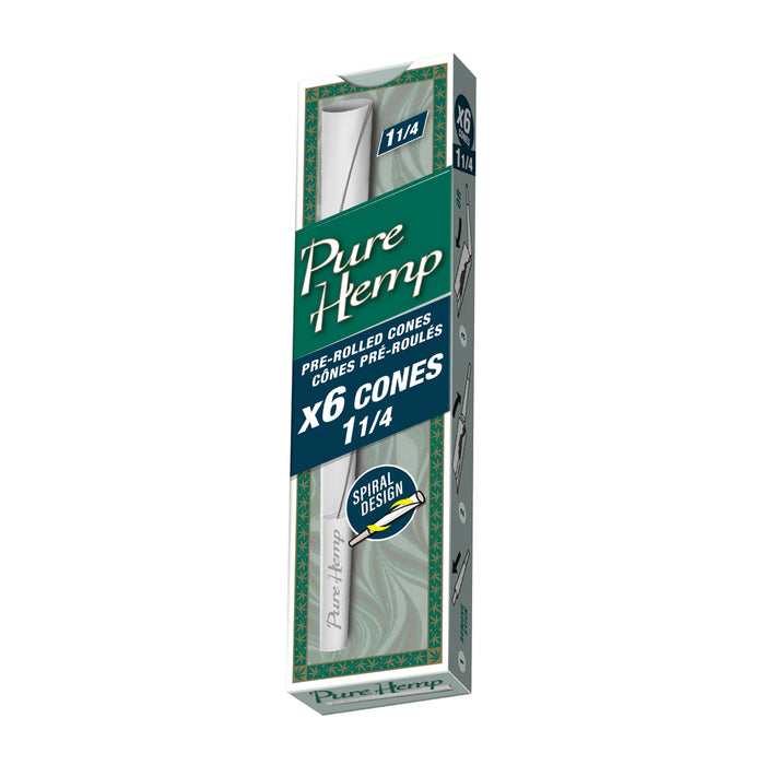 Pure Hemp Classic 1 1/4 Size Cones Box of 30 Pre-rolled Cone (Display Pack) ONE