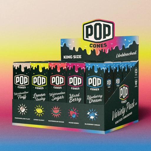 Pop Cones 2.0 | Variety Pack – Unbleached Flavored Cones (25 Pack) ROLLING PAPER Smoking Cat Distribution King Size
