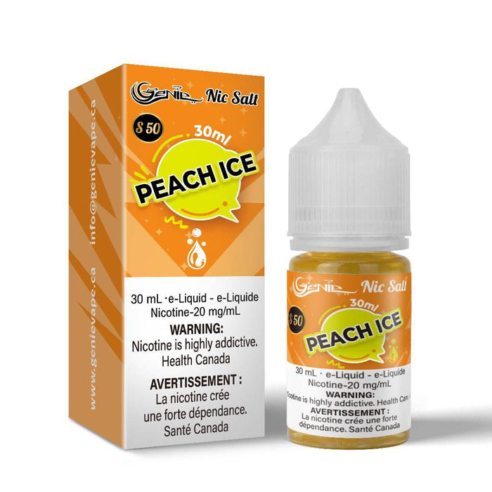 GENIE | E-Liquid S50 [20mg Salt Nic] Federal Excise Tax ONE Peach Ice