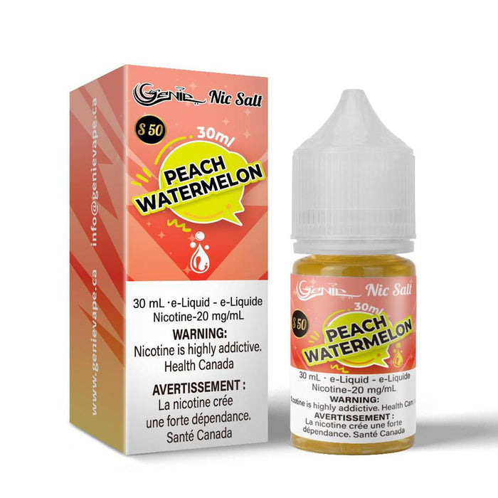 GENIE | E-Liquid S50 [20mg Salt Nic] Federal Excise Tax ONE Peach Watermelon