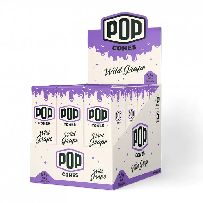 Pop Cones | 1 ¼ Size Ultra Thin 6pk Cones with Flavor Tips 24ct Display