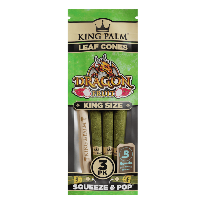 King Palm | Flavored Palm Cones – 3ct Leaf Wrap Cannatron Dragon Fruit [King Size]