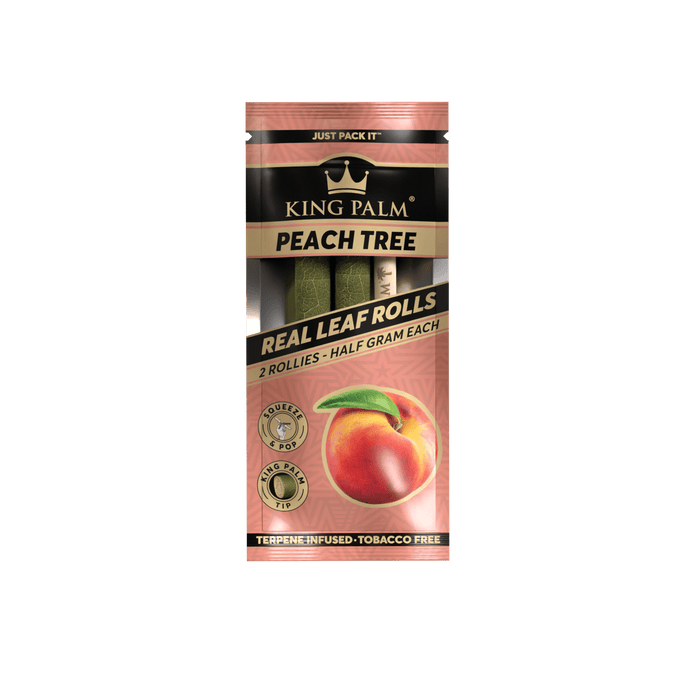 King Palm | 2 Rollie Hand-Rolled with flavor tips Box of 20 Leaf Wrap Cannatron Peach Tree