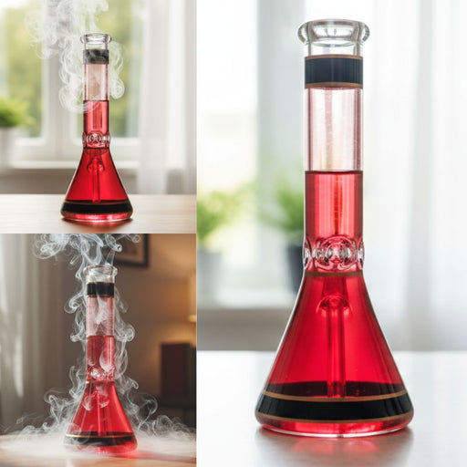 Xtreme | 14″ Hand-Painted Beaker Bong (Q-038) Glass Bong Canadian Distributor Red