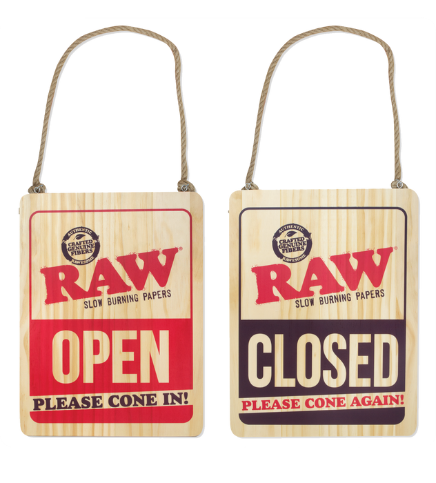 RAW | WOODEN OPEN & CLOSED SIGN Flag · Sign ONE