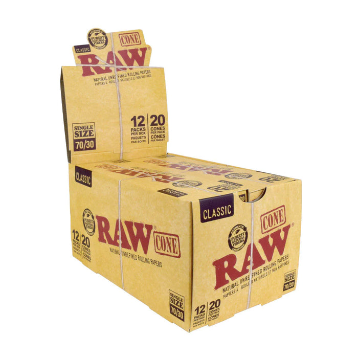 RAW Classic pre-rolled cones single size 70/30 Pre-rolled Cone (Display Pack) ONE