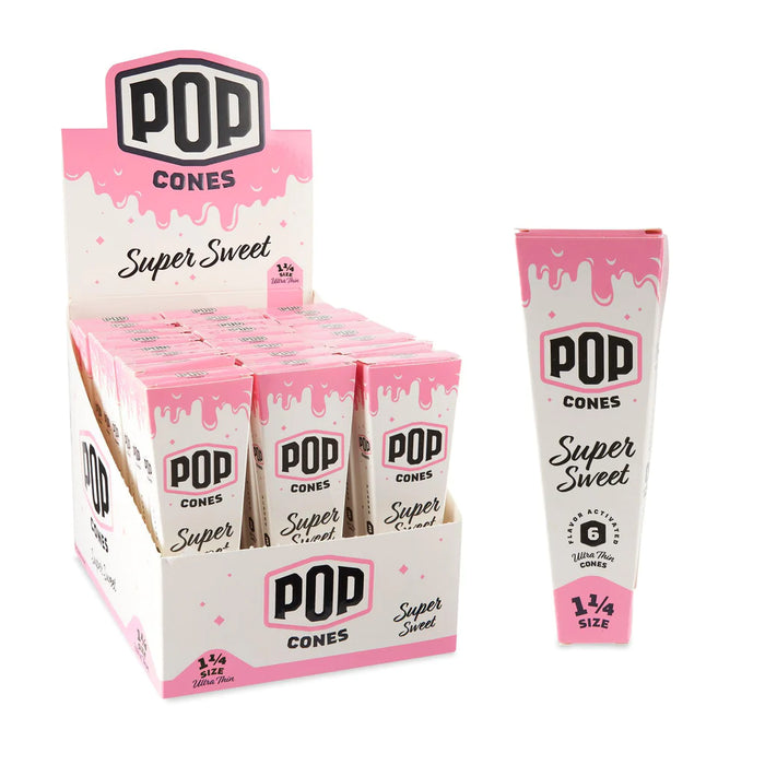 Pop Cones | 1 ¼ Size Ultra Thin 6pk Cones with Flavor Tips 24ct Display