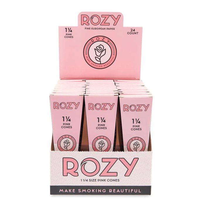 Rozy | Pink 1 ¼ Size Pre-Rolled Cones 6pk – 24ct Display