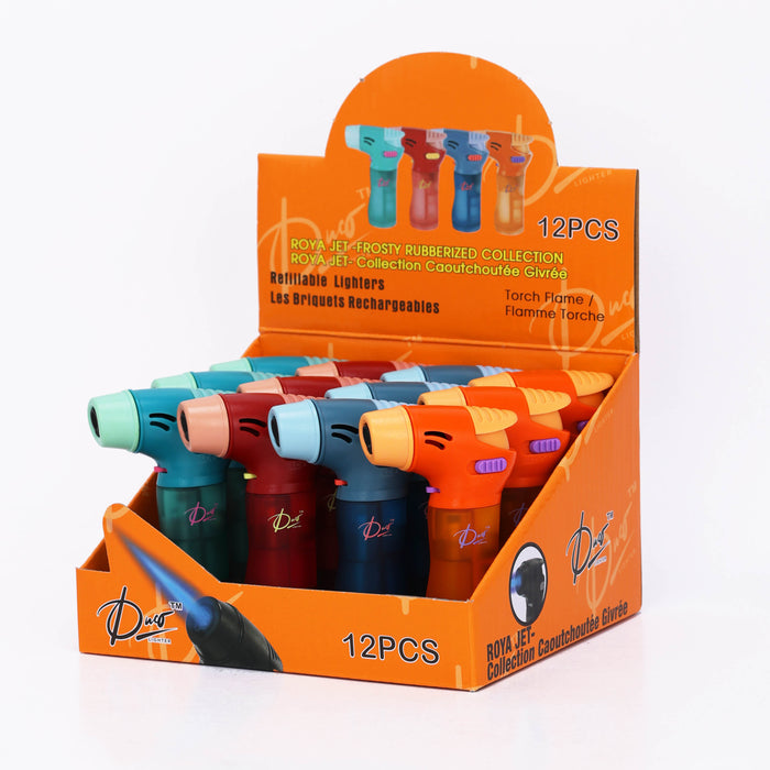 DUCO™ | ROYAL JET 3"– Frosty Rubberized Collection Torch Flame Lighter (Display of 12)