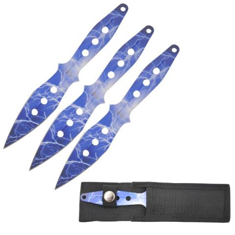 Snake Eye | 8" Tactical 3PC Throwing Knives Set – Blue (SE-1967-S3-P7) Throwing Knife Canadian Distributor