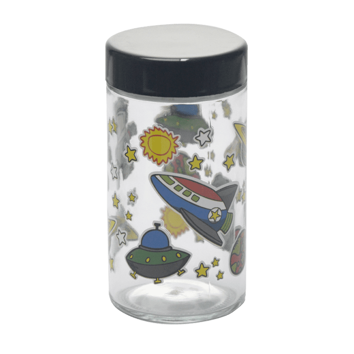 180ml Glass Storage Jar with Sticker Design – Compact & Stylish [SMKZ-145]