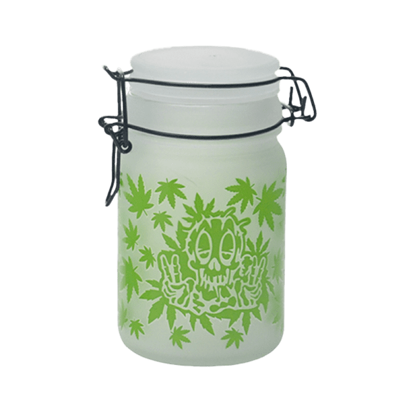 Green Leaf Glass Storage Jar-Multiple Sizes Available [SMKZ-144] Jar Canadian Distributor 240 ml