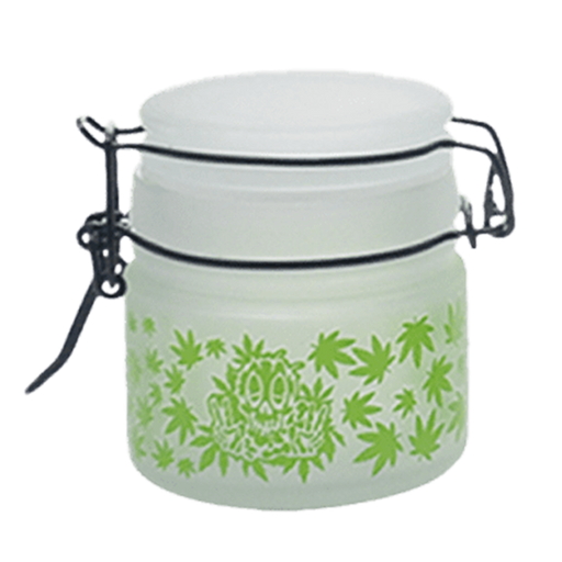 Green Leaf Glass Storage Jar-Multiple Sizes Available [SMKZ-144] Jar Canadian Distributor 90 ml