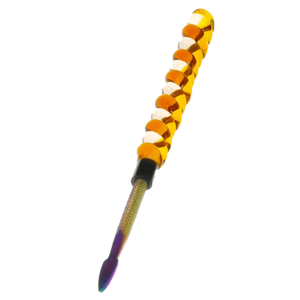 6″ Twirly Glass & Stainless Steel Dab Tool [SMKZ154] Cap · Dabber · Insert · Clip · Nail Canadian Distributor Color B