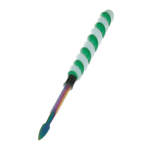 6″ Twirly Glass & Stainless Steel Dab Tool [SMKZ154] Cap · Dabber · Insert · Clip · Nail Canadian Distributor Color A