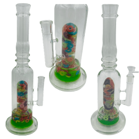 [4 Pack Bundle] 16" Assorted Center Piece Glass Waterpipe – 14mm Bowl Glass Bong ONE Fruit Loops