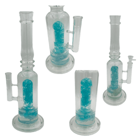 16" Assorted Center Piece Glass Waterpipe – 14mm Bowl Glass Bong Canadian Distributor Blue Flower