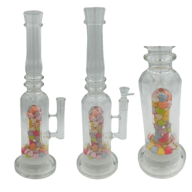16" Assorted Center Piece Glass Waterpipe – 14mm Bowl Glass Bong Canadian Distributor Hearts White