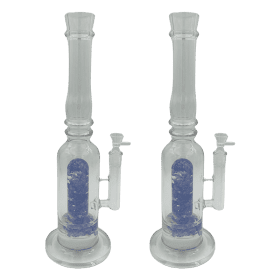 [4 Pack Bundle] 16" Assorted Center Piece Glass Waterpipe – 14mm Bowl Glass Bong ONE Flower Blue