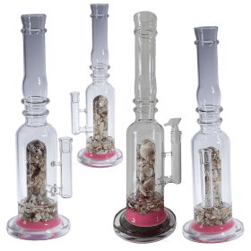 [4 Pack Bundle] 16" Assorted Center Piece Glass Waterpipe – 14mm Bowl Glass Bong ONE Ocean Red