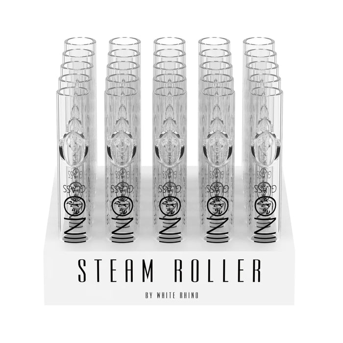 WHITE RHINO | Glass Steamroller 25ct Display Blunt Cannatron