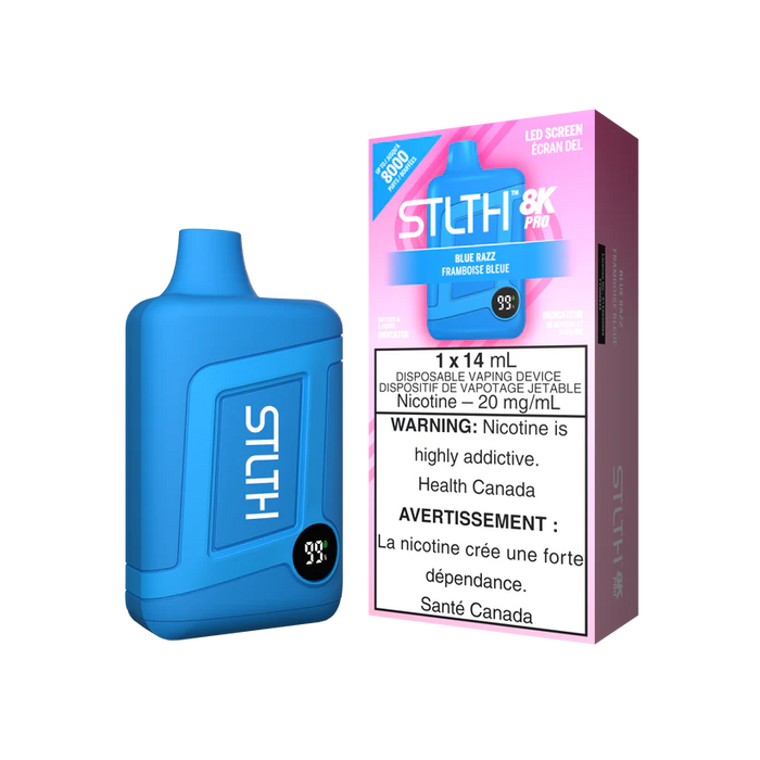 [ON] STLTH 8K PRO Disposable 20mg Box of 5 Ontario Excise Tax ONE BLUE RAZZ