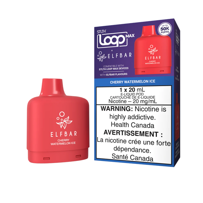 [ON] STLTH LOOP MAX x ELFBAR Pod | 20mL Disposable Pod Ontario Excise Tax BB Vape Cherry Watermelon Ice