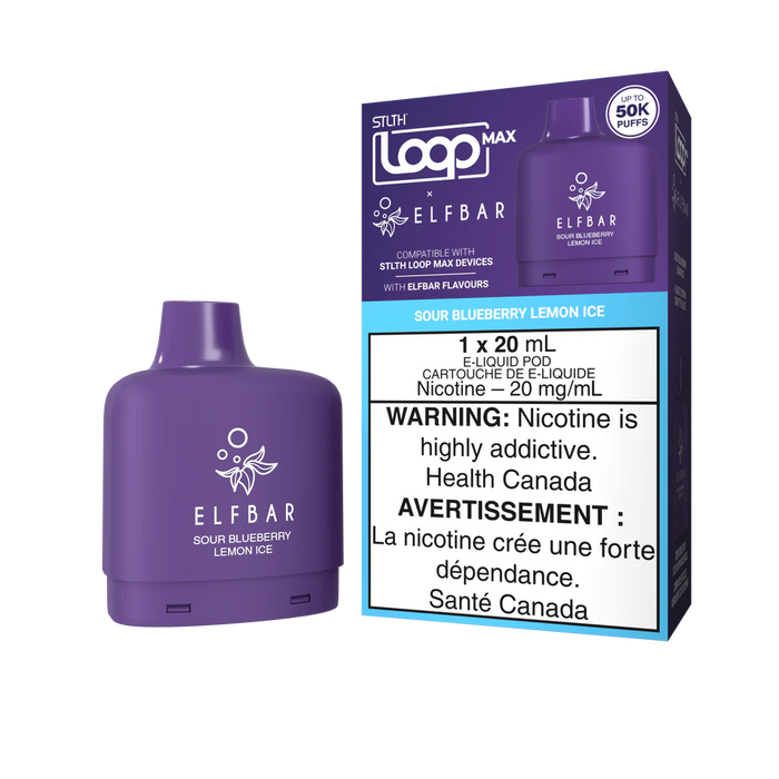 [ON] STLTH LOOP MAX x ELFBAR Pod | 20mL Disposable Pod Ontario Excise Tax BB Vape Sour Blueberry Lemon Ice