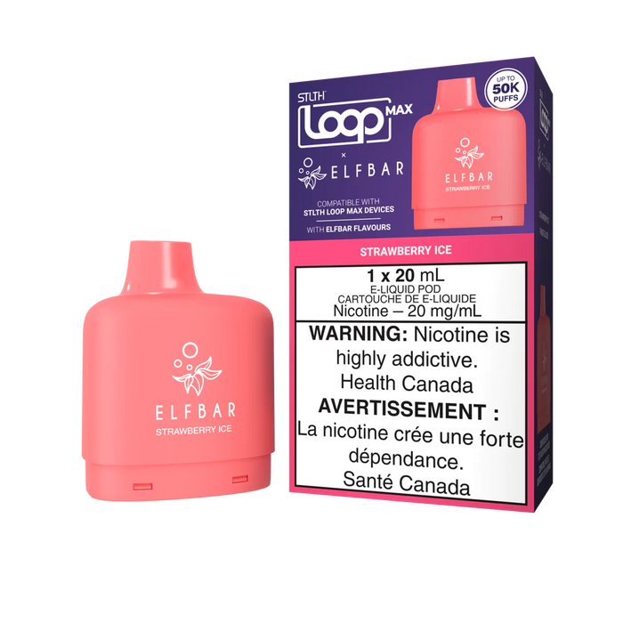 [ON] STLTH LOOP MAX x ELFBAR Pod | 20mL Disposable Pod Ontario Excise Tax BB Vape Strawberry Ice