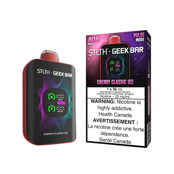 [ON] STLTH x GEEK BAR 80K Disposable Vape – Box of 4 Ontario Excise Tax BB Vape Cherry Classic Ice