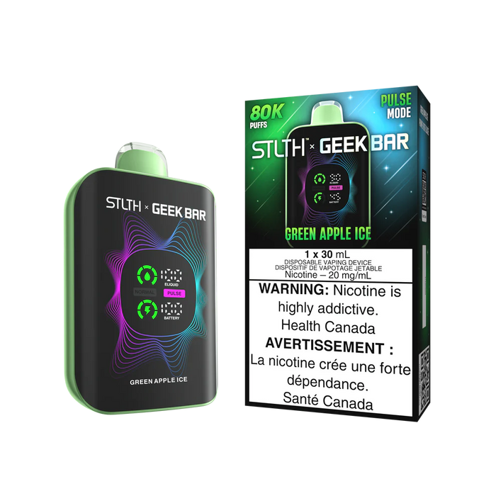 [ON] STLTH x GEEK BAR 80K Disposable Vape – Box of 4 Ontario Excise Tax BB Vape Green Apple Ice