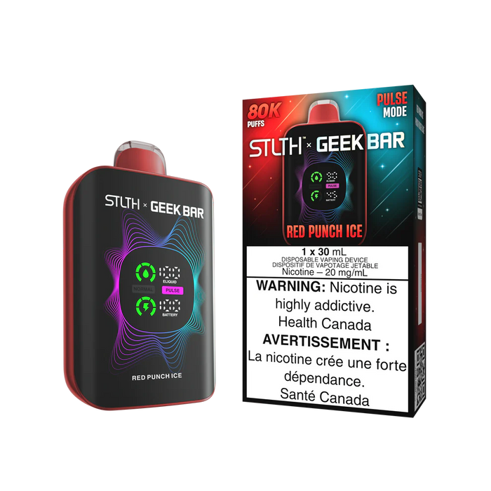 [ON] STLTH x GEEK BAR 80K Disposable Vape – Box of 4 Ontario Excise Tax BB Vape Red Punch Ice
