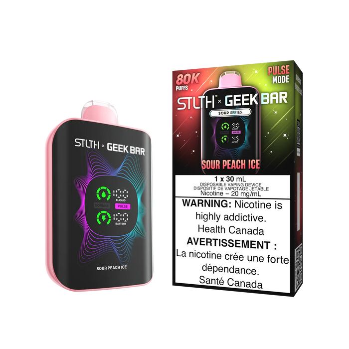 [ON] STLTH x GEEK BAR 80K Disposable Vape – Box of 4 Ontario Excise Tax BB Vape Sour Peach Ice