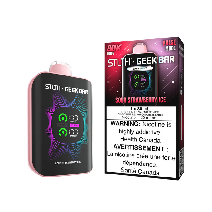 [ON] STLTH x GEEK BAR 80K Disposable Vape – Box of 4 Ontario Excise Tax BB Vape Sour Strawberry Ice