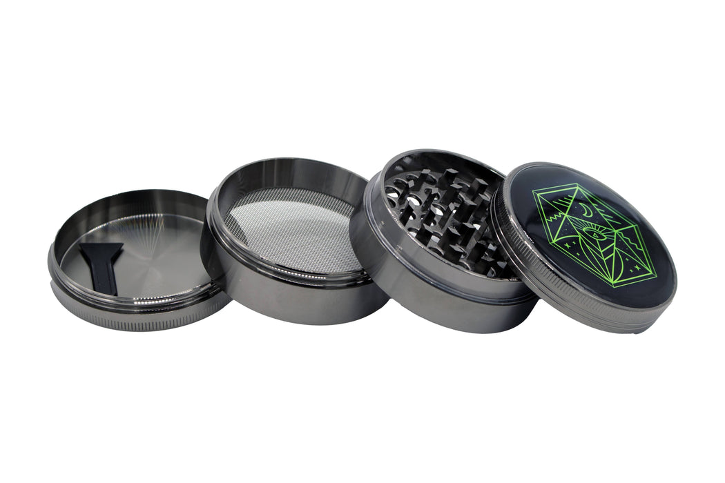 3 Pack Bundle / 6.3 cm (2.5 inch) Spice Grinder, 4 Part, Vintage, Ancient Symbol Design, Magnetic Lid, Durable Zinc Alloy, Pollen Catcher - Leaf-Way Brand Accessories Regular Grinder Leaf-Way Store