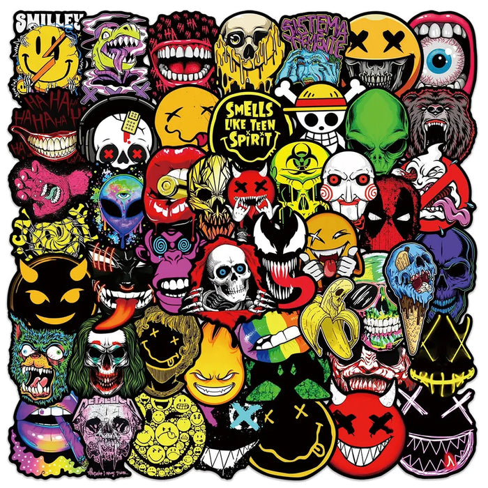 50pcs Assorted Anime Design Stickers Collectable Items Every Weekend Skull_Head