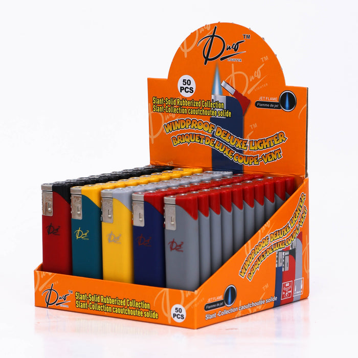DUCO™ | SLANT – Pastel Rubberized Collection Jet Flame Lighter (Display of 50)