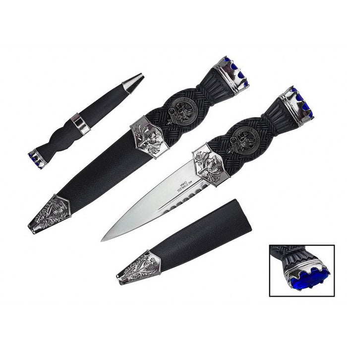 7.5″ overall, Color Gemstone Scottish Sgian-Dubh w/ Sheath [T230570] Fixed Blade Knife Canadian Distributor Blue