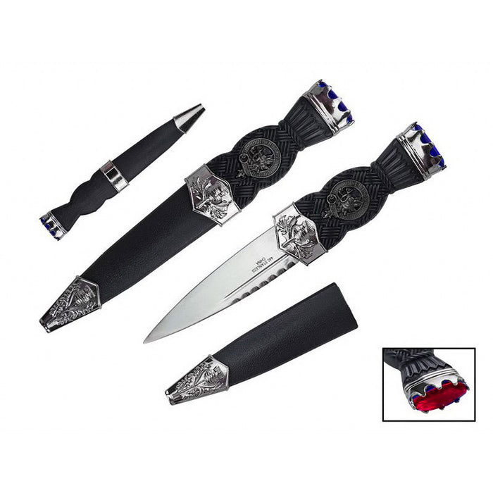 7.5″ overall, Color Gemstone Scottish Sgian-Dubh w/ Sheath [T230570] Fixed Blade Knife Canadian Distributor Red