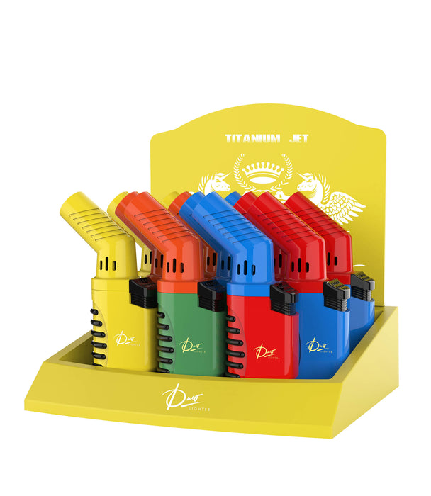 DUCO™ | TITANIUM JET – Pastel Rubberized Heavy Torch Flame Lighter (Display of 12)