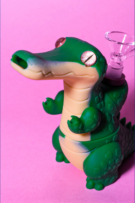 LIT® Silicone | 6" Alligator Water Pipe [TS218] Resin · Silicone · Plastic Bong Smoking Cat Distribution