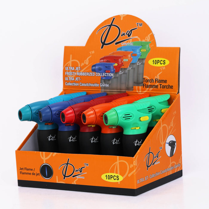 DUCO™ | ULTRA JET 4"– Frosty Rubberized Collection Torch Flame Lighter (Display of 10)