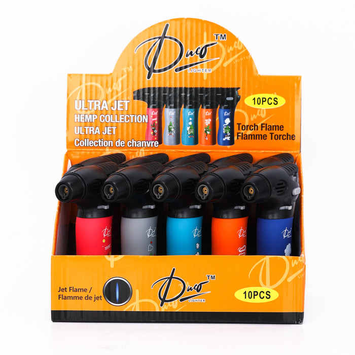 DUCO™ | ULTRA JET 4" – Hemp Rubberized Collection Torch Flame Lighter (Display of 10)