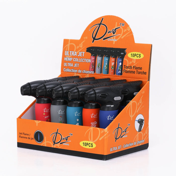 DUCO™ | ULTRA JET 4" – Hemp Rubberized Collection Torch Flame Lighter (Display of 10)