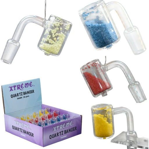 Xtreme | 14mm Double Wall Thermochromic Quartz Banger With Colorful Sand-Male Joint-90° (CO56) Banger · Oil Burner Canadian Distributor