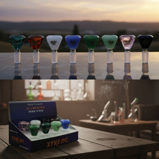 Xtreme | 14mm Hexagon Crystal Glass Bowl – Assorted Box of 8 (CC404) Bowl · Popper Canadian Distributor