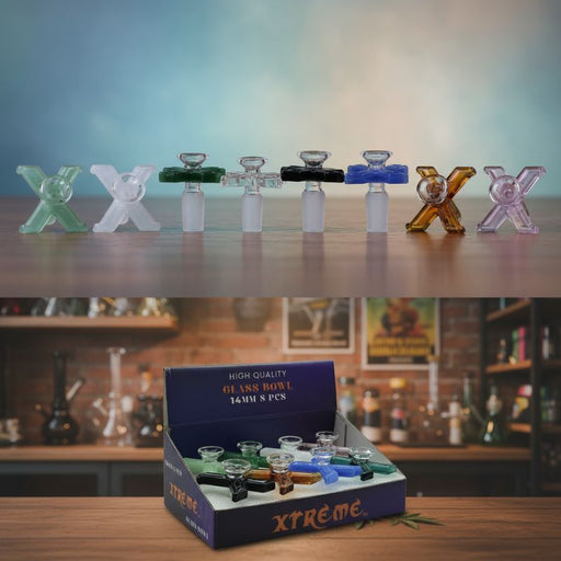 Xtreme | 14mm X Shaped Glass Bowl – Assorted Box of 8 (CC16) Bowl · Popper Canadian Distributor