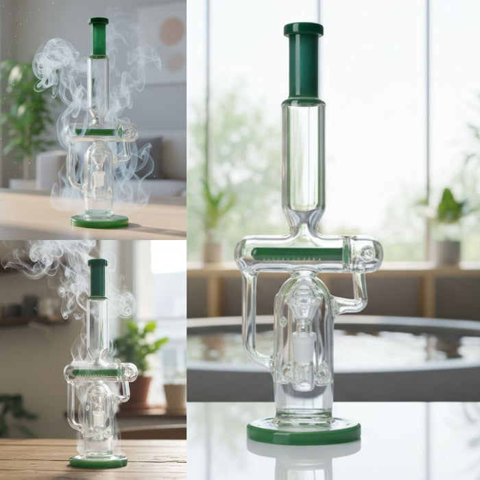 Xtreme | 14″ Recycler Bong With Inline Percolator (C2701) Glass Bong Canadian Distributor Jade Green