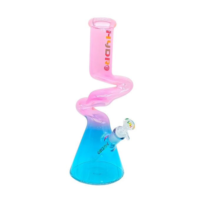 HYDRO | 14" Colored Glass Beaker Bong with Curved Neck (MST081) Glass Bong The MST Pink + Blue