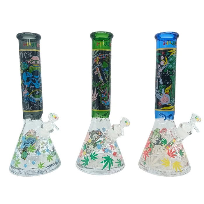 HYDRO | 14" Allien Leaf Graphic Beaker Glass Bong (MST226) Glass Bong The MST
